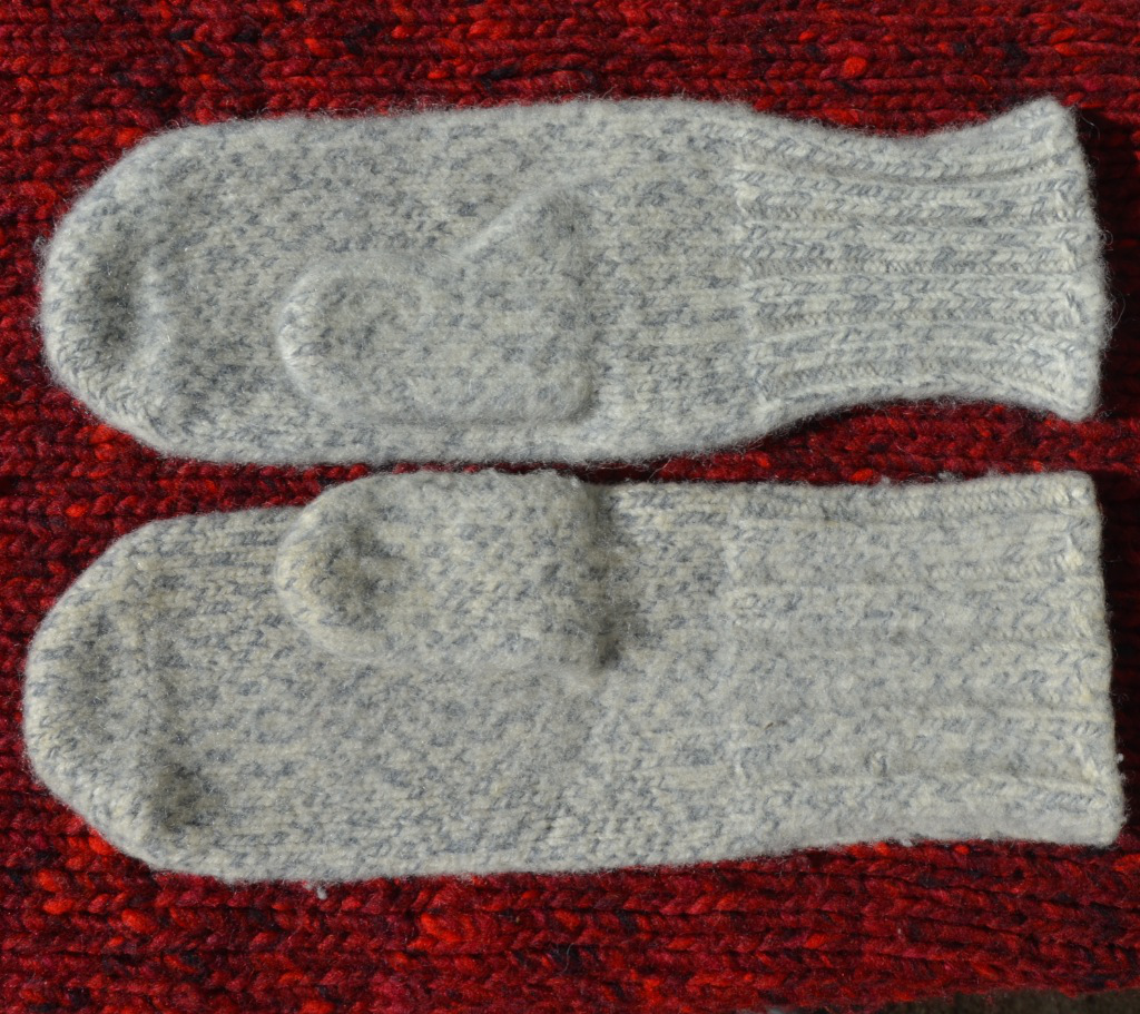 Felted woolen winter mittens