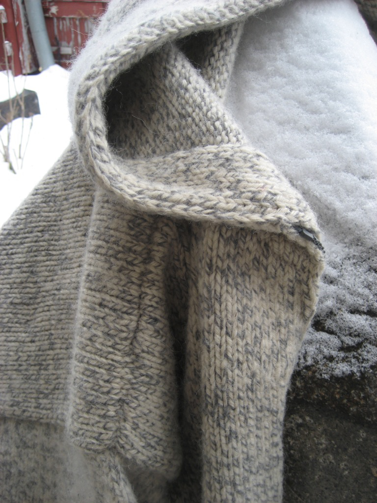 Late autumn wool hoody jacket with lining