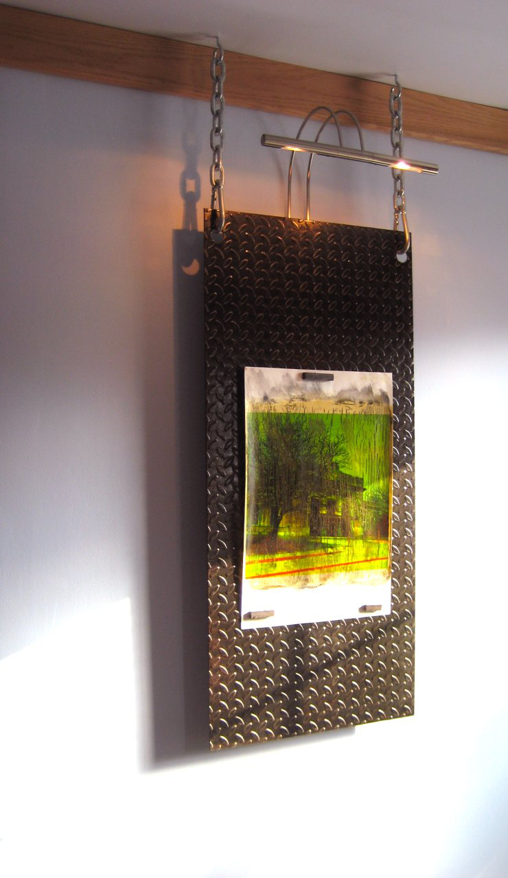 Wall hung diamond steel plate on chains