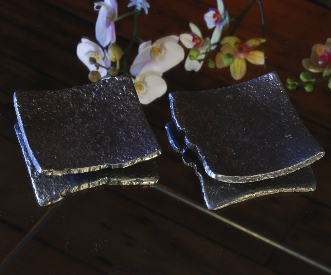 Forged rectangular trays, set of three